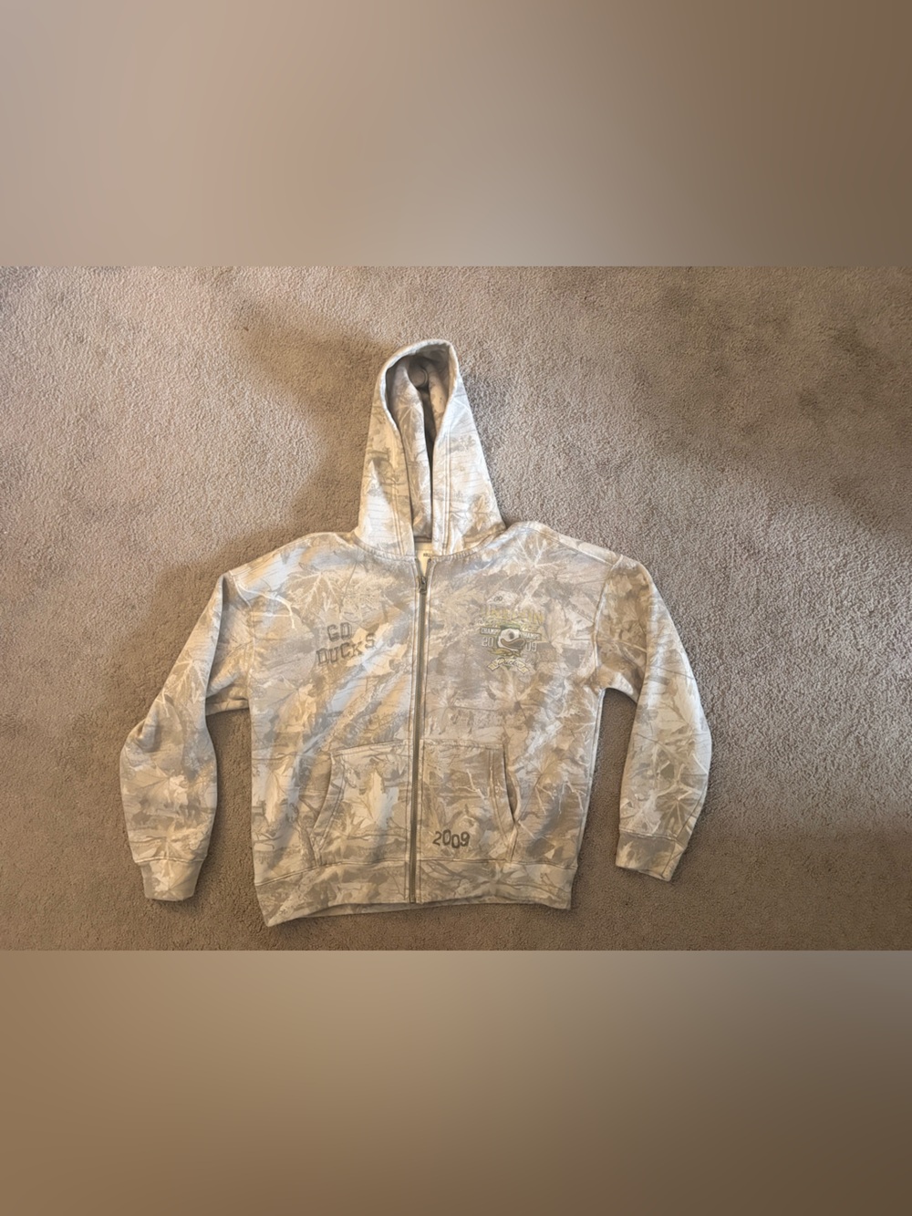 Hollister Light Gray Camo Hooded Zip Jacket
